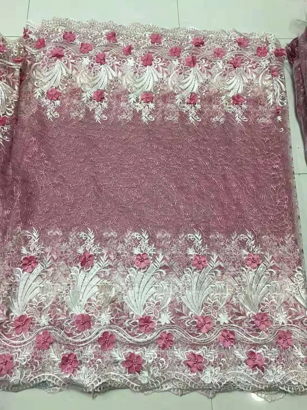 

Embroidered French Mesh Lace Fabric 2020 Latest 3D Nigerian Lace Fabric High Quality Beaded Wedding African Lace Fabric LHX24C
