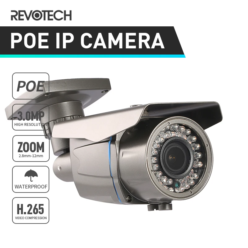 H.265 POE Водонепроницаемая 3MP 2 8 12 мм ip камера с зумом 42 IR светодиодный HD 1296 P/1080 P