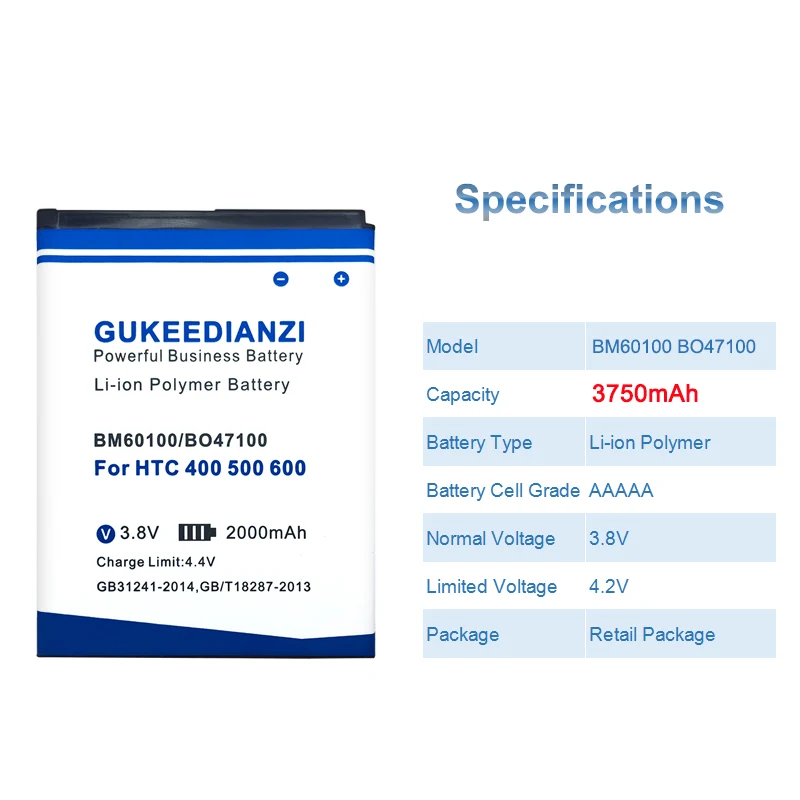 GUKEEDIANZI BM60100 телефон Батарея 3750 ма-ч для htc Desire 400 500 600 Dual SIM 609d 5088 5060 C525c C525E T528 606W T606W T608T