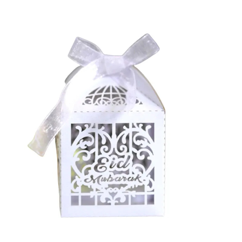50Pcs Eid Mubarak Love Heart Favors Candy Boxes Ramadan Kareem Gift Boxes DIY Islamic Muslim Happy al-Fitr Eid Party Home Decor