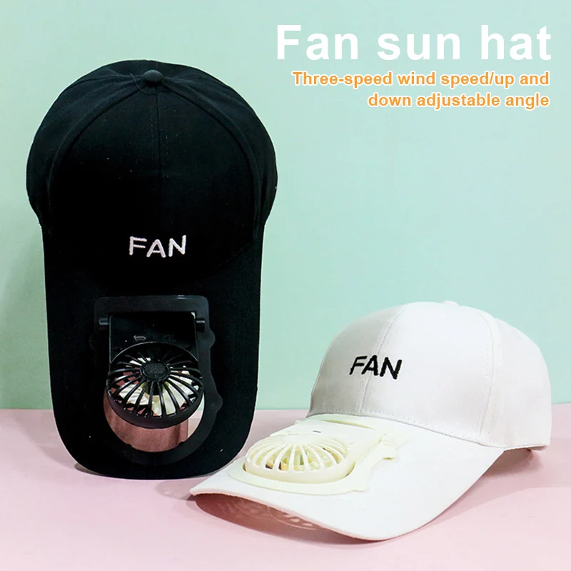 USB Charging Cap With Fan Novelty Baseball Golfing Hat Peaked Hats Sun On the Front Snapback Caps | Безопасность и защита