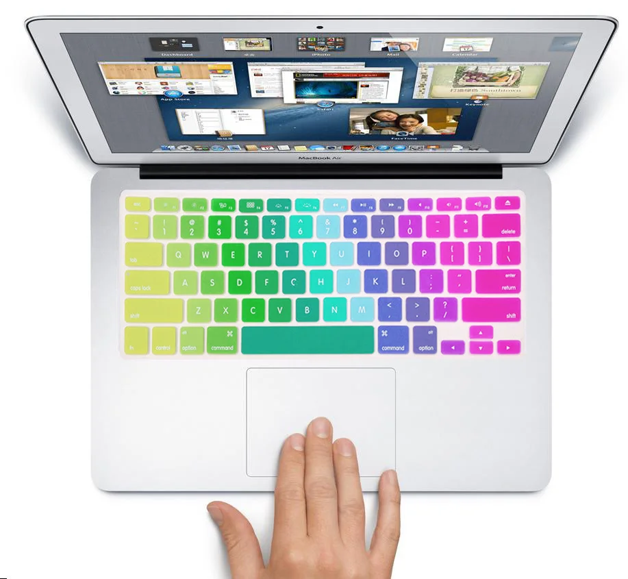 Силиконовая в цветах радуги крышка клавиатуры для Apple macbook Air 13 защитные наклейки