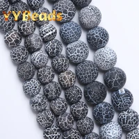 natural matte black frost cracked agates beads black dragon veins agates loose beads for jewelry making diy bracelets 4 12mm