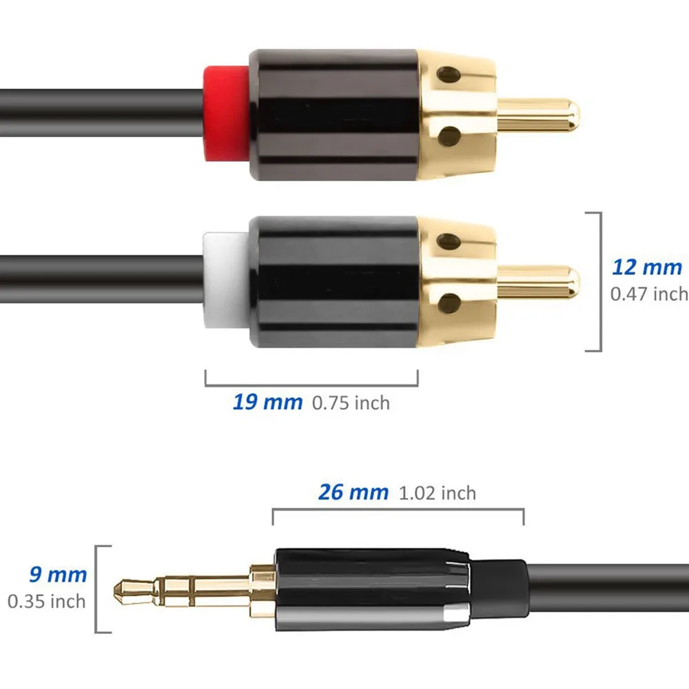Аудиокабель RCA с разъемом 3 5 мм на 2RCA позолоченный аудиокабель для домашнего
