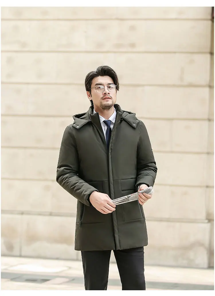 New Winter Down Jacket Male High Quality Waterproof Thick Warm Long Cotton Coat Male Detachable Cap Winter Parkas