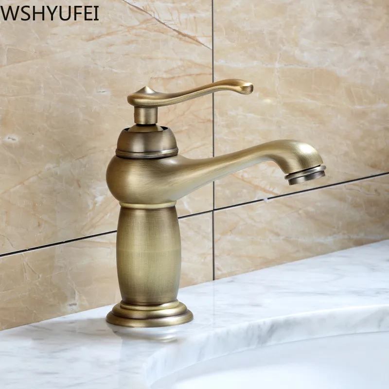 

Antique Bronze Finish Brass Basin Sink Faucet Single Handle Water Taps Water Mixer Tap Kitchen Bathroom Hardware decoration