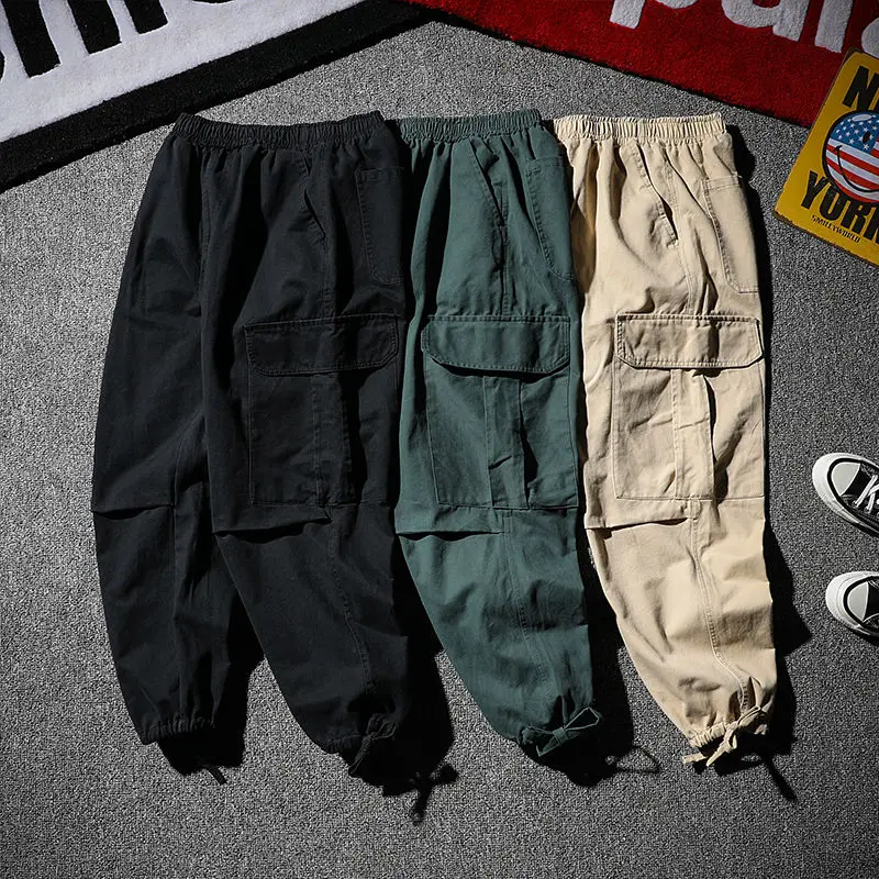 

Plus Size Cargo Pants Men Loose Ankle Banded Pants Korean Fashion Simple Artistic Casual Pants Men's Joggers Pants Harem Pants