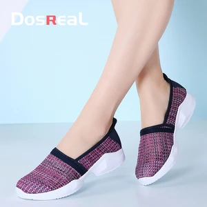 DOSREAL Women Summer Top Quality Slip On Flat Shoes Women Casual Loafers Walking Shoes Outdoor Mesh Soft Bottom Sports Shoes