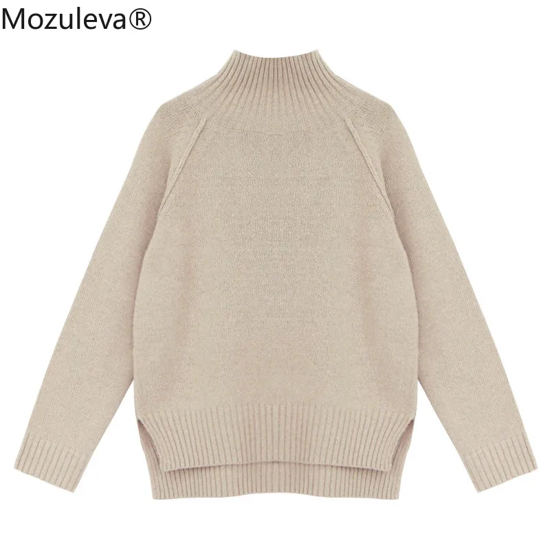 Mozuleva винтажные женские свитера с высоким воротом однотонные теплые вязаные