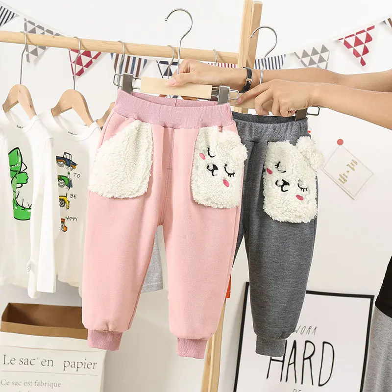 

New Baby Pants Thicken Winter Baby Children Cartoon Rabbit Long Pants Children Leggings Kids Velvet Pants Boys Warm Trousers