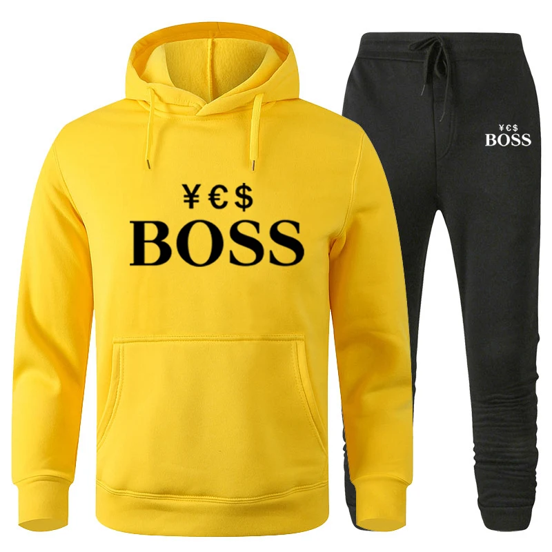 

Tracksuit Women 2 Piece Set Yes Boss Print Hoodies+pants Sportwear Women's Sports Suit Hooded Sweatshirt Female Winter Clothes