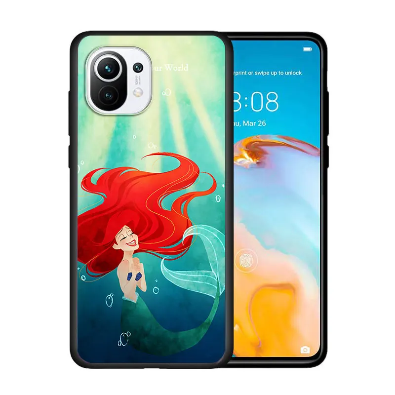 

Mermaid Disney Princess Cute for Xiaomi Mi 11 Lite 10T Note10 Ultra 5G 9 9T SE 8 A3 A2 A1 6X Pro Play F1 5G Black Phone Case