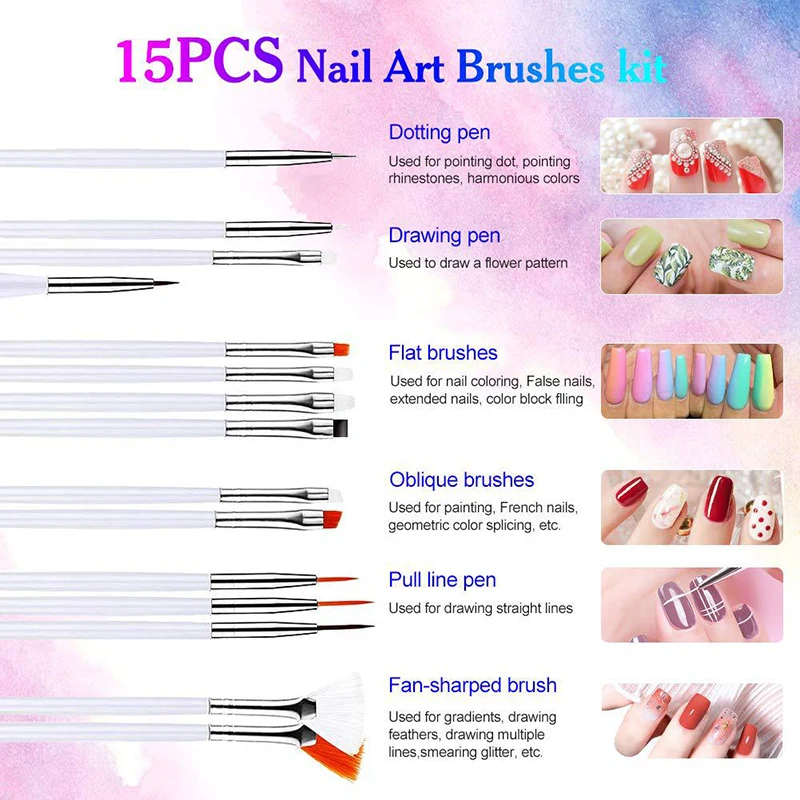 

Nail Art DIY Tools Painted Pen Set Gold and Silver Line Round Box Jewelry Diamond Point Pen Gold and Silver Foil 15 Brush Set