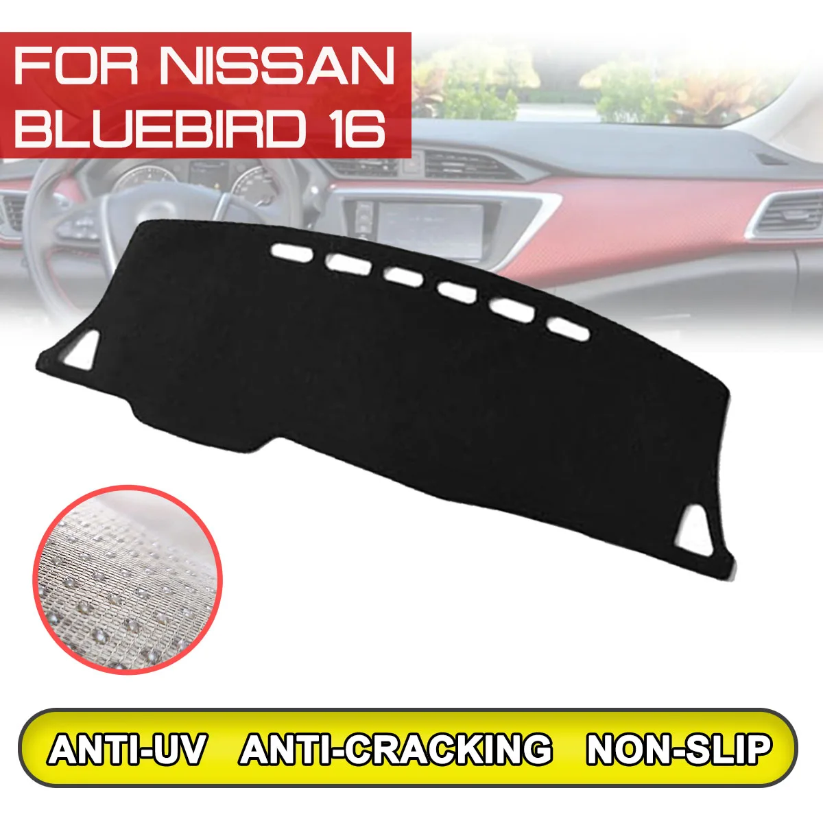 

Коврик для приборной панели автомобиля для Nissan Bluebird 2016, нескользящий коврик для приборной панели с защитой от ультрафиолетовых лучей