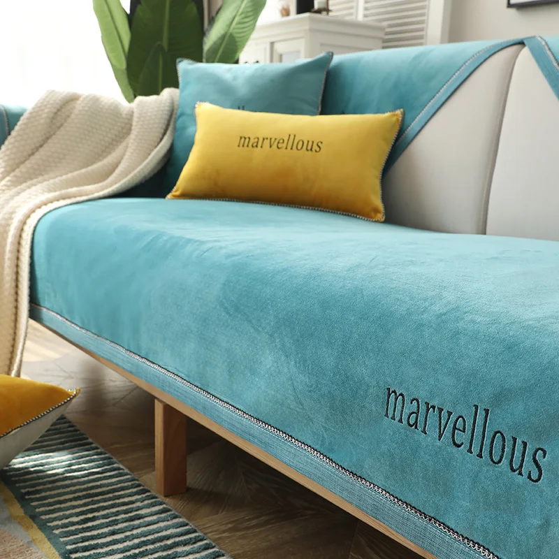

Мягкое мягкое плюшевое покрывало в европейском стиле для дивана, однотонное нескользящее покрывало для дивана, защитное покрытие для мебел...