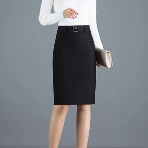 Женская юбка с высокой талией, Однотонная юбка с эластичным поясом, профессиональная офисная юбка, Новое поступление на весну 2022