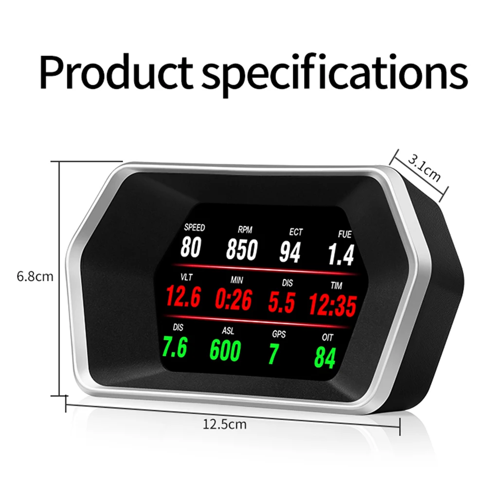 Автомобильный HUD Дисплей дисплей скорости отображение времени пробег превышение