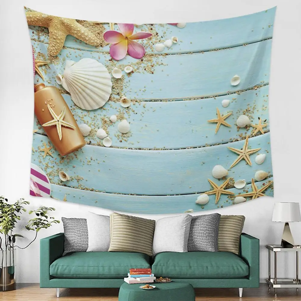 Настенная декоративная Гобеленовая шторка С закатом на море и пляже | Дом сад
