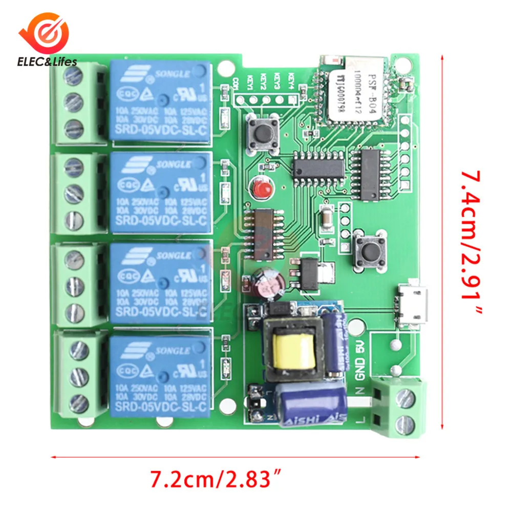 Wi-Fi реле канала 433 м 220 В 4 дюйма | Строительство и ремонт