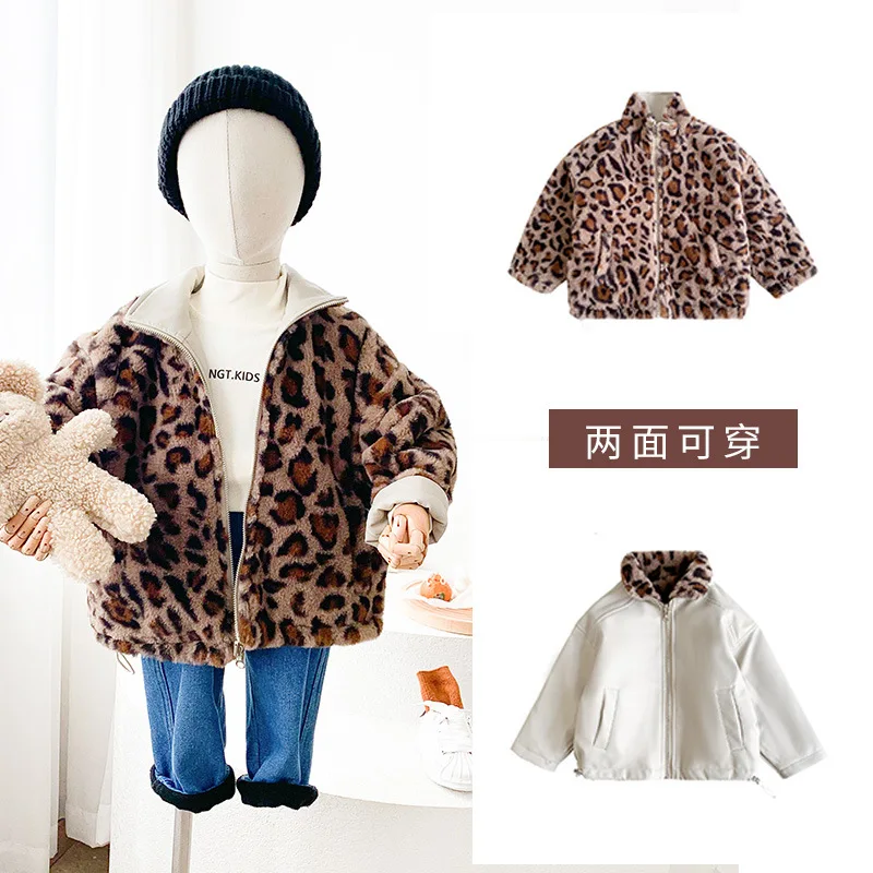 

Зимняя теплая флисовая куртка с леопардовым принтом для девочек и мальчиков, 2021