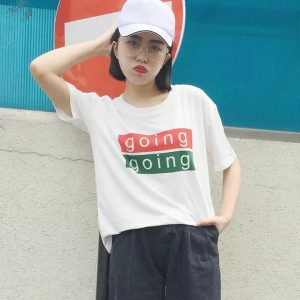 

Summer new fashion trend loose short-sleeved printing letters T-shirt