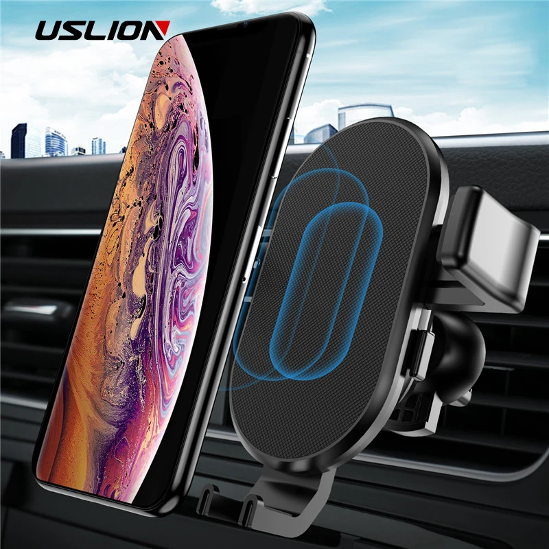 USLION автомобильное беспроводное зарядное устройство для Apple iPhone XS Max XR X 8 Plus 11 Pro