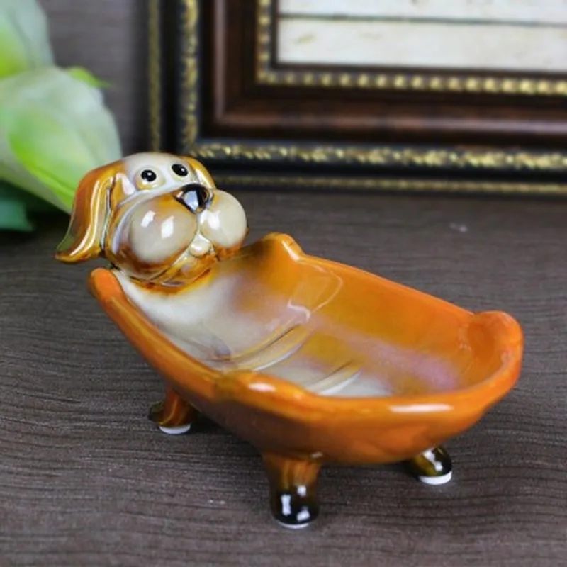 Creative Pastoral Animal High-temperature Ceramic Soap Box with Drain Port Three-dimensional Key Tray Storage Basin Decoration | Дом и сад