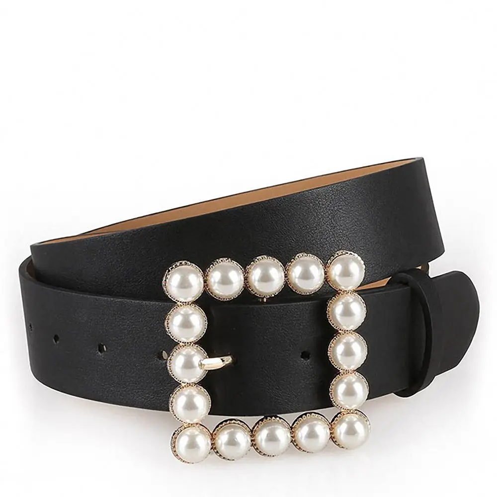 Ремень из натуральной кожи Женский Роскошный дизайнерский пояс с жемчужной