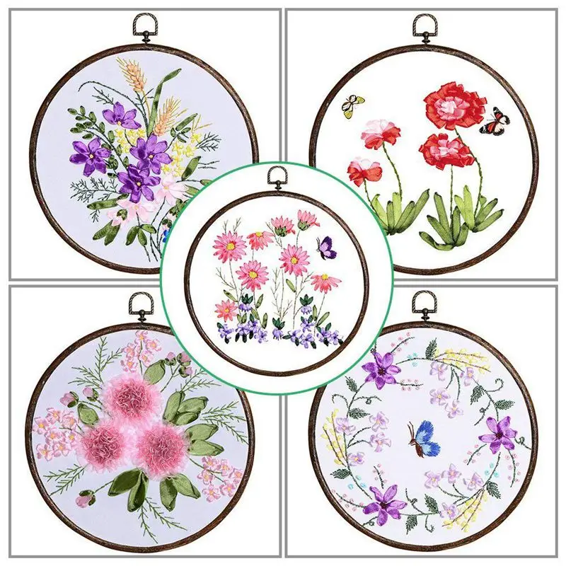 3 Pieces 5.3 inch Round Embroidery Hoops Bulk Imitated Wood Circle Cross Stitch Hoop Ring | Дом и сад