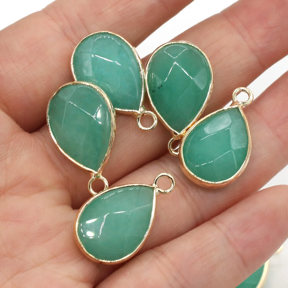 

Natural Stone Pendant Malaysian Jade Water Drop Shape Faceted For Jewelry Making DIY Bracelet Necklace Earrings Accessories