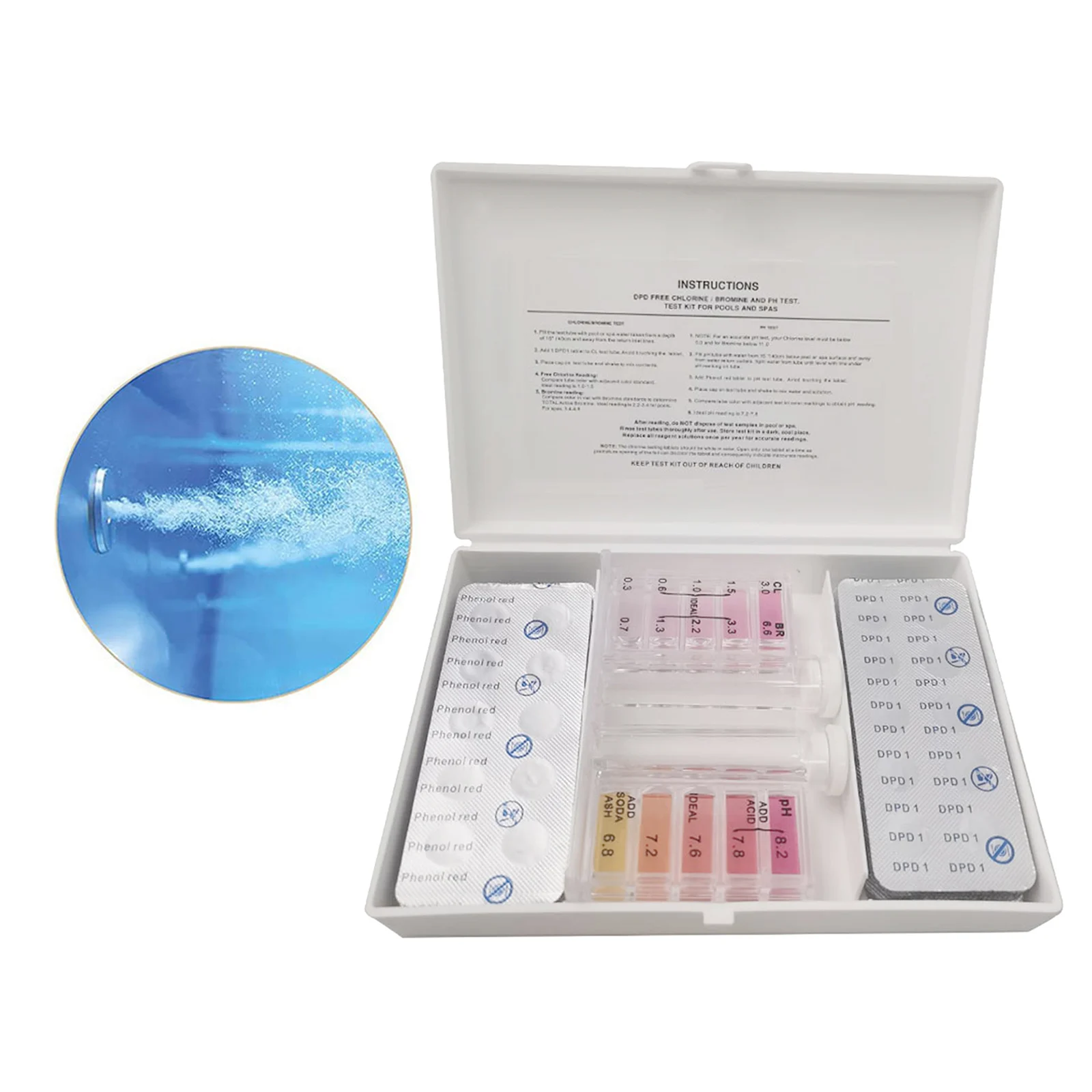 

2 In 1 Swimming Pool Spa Water Tester Kit with Case for Chlorine/PH