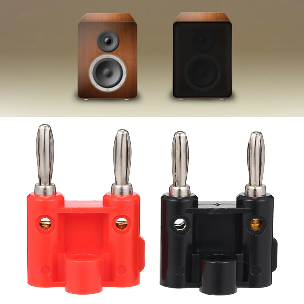 Позолоченный Двухрядный Разъем Banana 4 мм черный + красный разъем для динамиков
