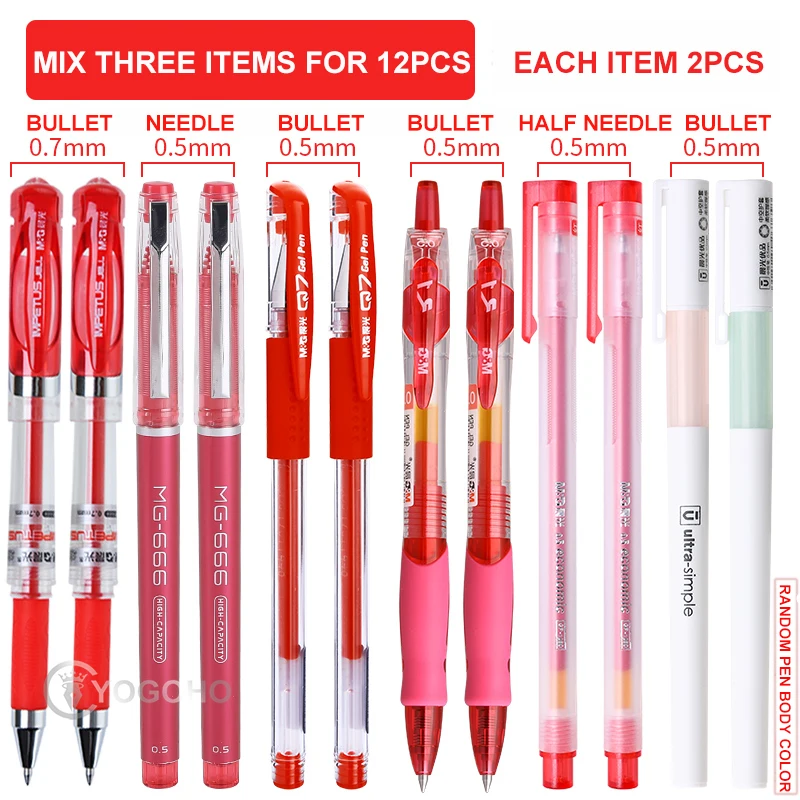 Гелевая ручка с красными чернилами толщина 0 5 мм 7 12 шт.| |