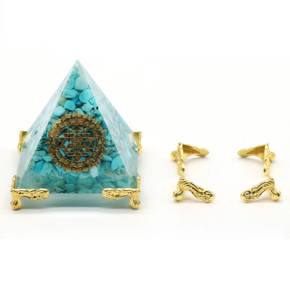 

4Pcs New Ogan Pyramid Stand Resin Crystal Tripod Ornaments Natural Pyramid Home Living Room Decorative Craft Art