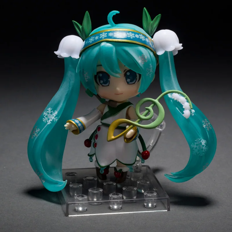 12 см VOCALOID Nendoroid 493# Hatsune Snow Miku Аниме Фигурка лист лотоса Снежный колокольчик версия модели коллекционные Kawaii игрушки куклы
