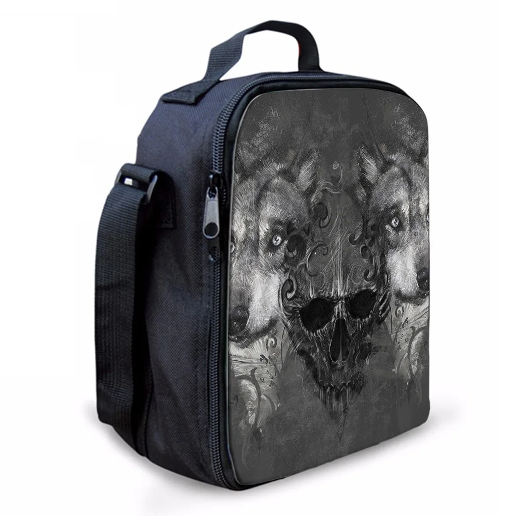 Новые сумки для обеда с изображением волка черепа диких животных путешествий на