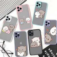 fun cartoon peach mochi cat phone case colorful shockproof trasparent for iphone13 11 pro max 12 mini xr x xs 8 7 plus covers