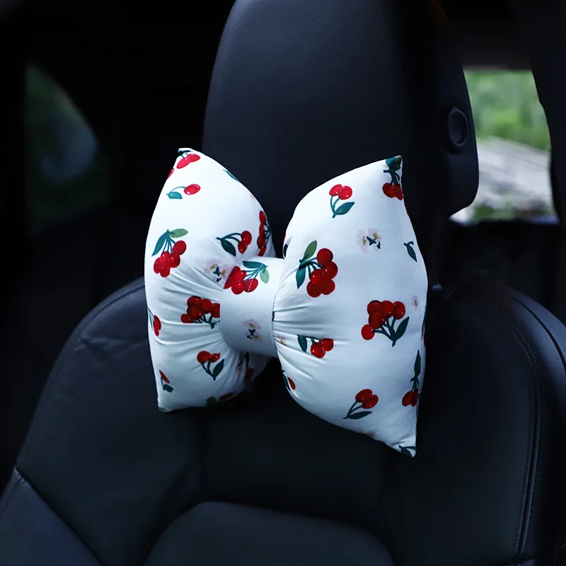 

Car Headrest Cute Cherry Bow Neck Pillow Pillow Four Seasons Universal Creative Car Headrest Female