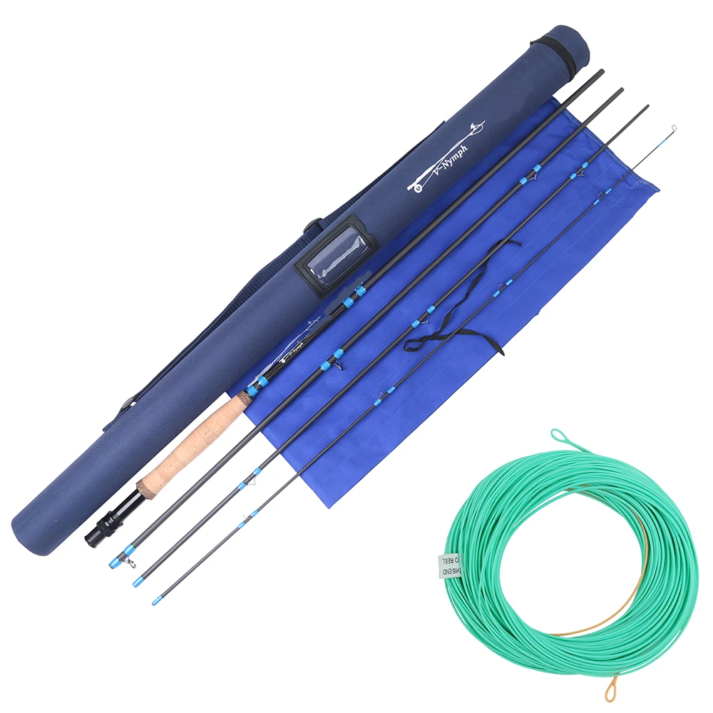 Maximumcatch 10FT-11FT 2/3/4WT 4Sec Нимфа Fly Удочка IM10 графитовая углеродная волокна быстрое действие Fly стержень с Нимфа линии - Цвет: v nymph and line