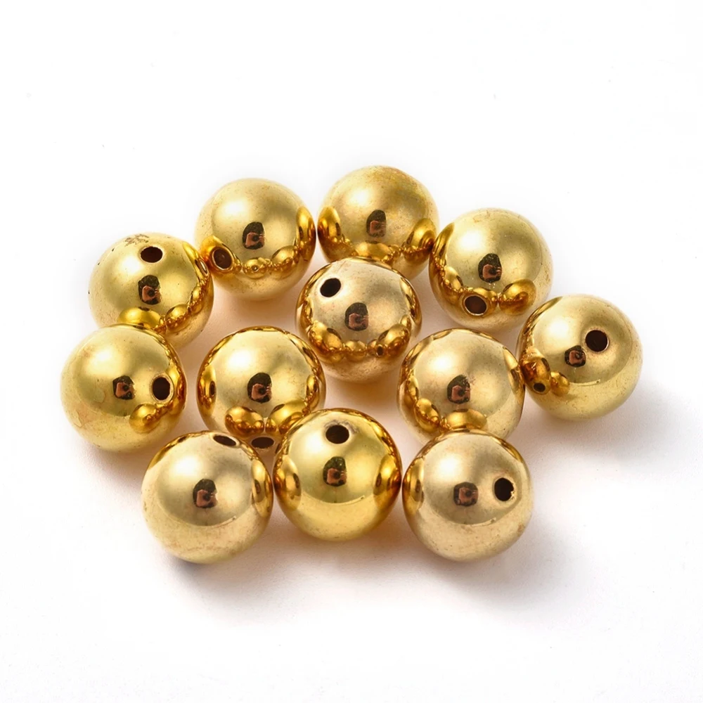 

20PCS CCB Plastic Beads Round Golden 13.5mm Hole: 3mm
