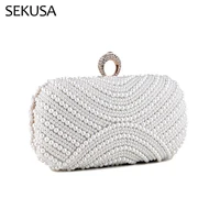 wedding bridal women clutch pearl vintage style small evening bags luxury 2020 new female ring metal handbags for party