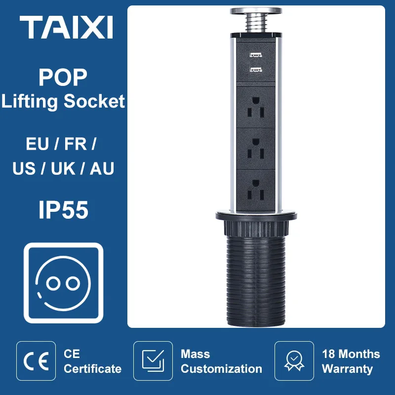 Pop up Cozinha Soquete Escondido Mesa com Usb 16a Ac220v ue fr Reino Unido Eua au Plugue de Alimentação Padrão Novo Soquetes elétricos