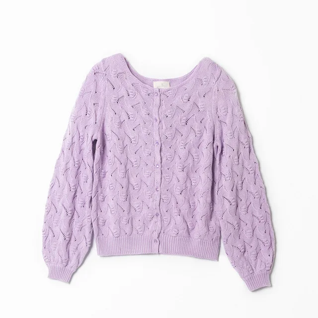 

Women Ball Decoration Hollow Out Knitted Cardigan Single Breasted Long Sleeve Lady Casual Autumn Winter Knitwear O-neck Sweater