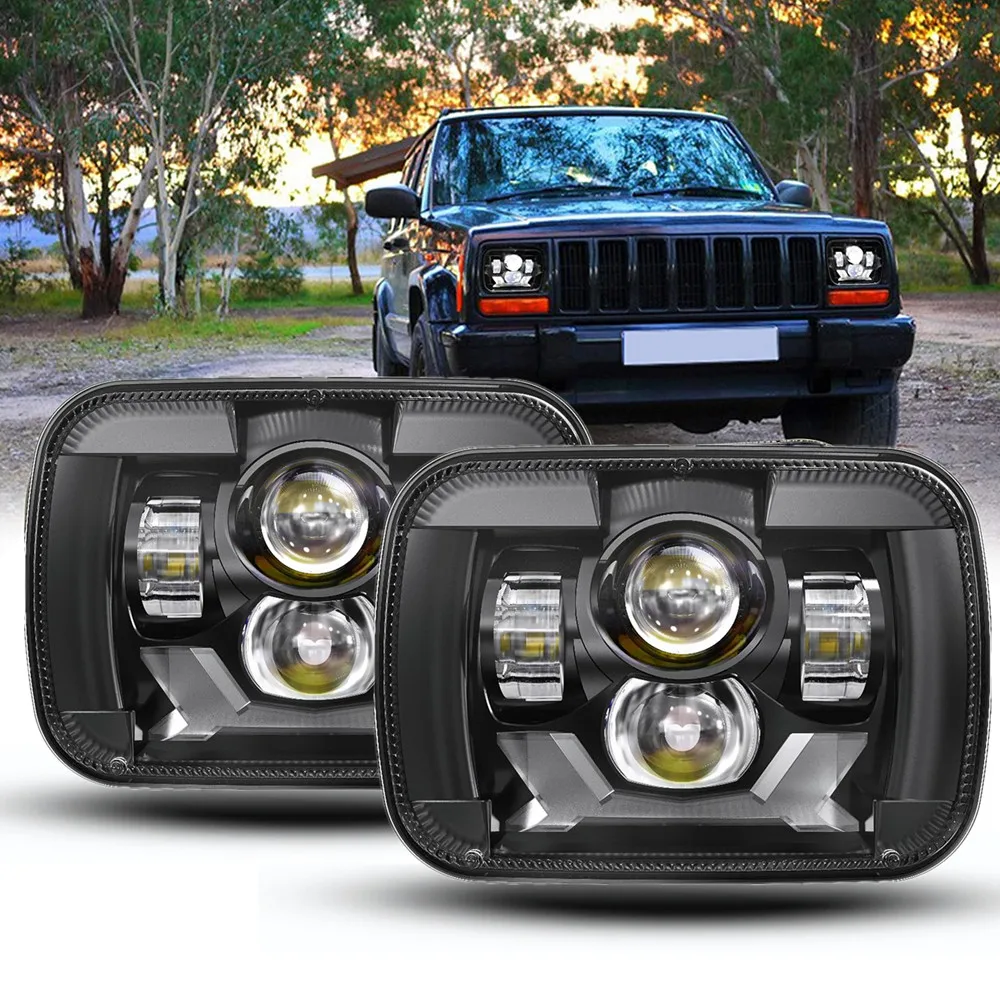 

2 шт. 5x7 7x6 дюймов светодиодный ные фары для Jeep Wrangler YJ Cherokee XJ comcome MJ GMC Ford Chevrolet прямоугольные морские светодиодные дальний и ближний свет
