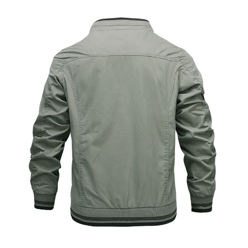 

2021 Mens Cotton Jacket With Zipper Pockets Solid Color Business Office Leisure Casual Outerwear Jackets For Men