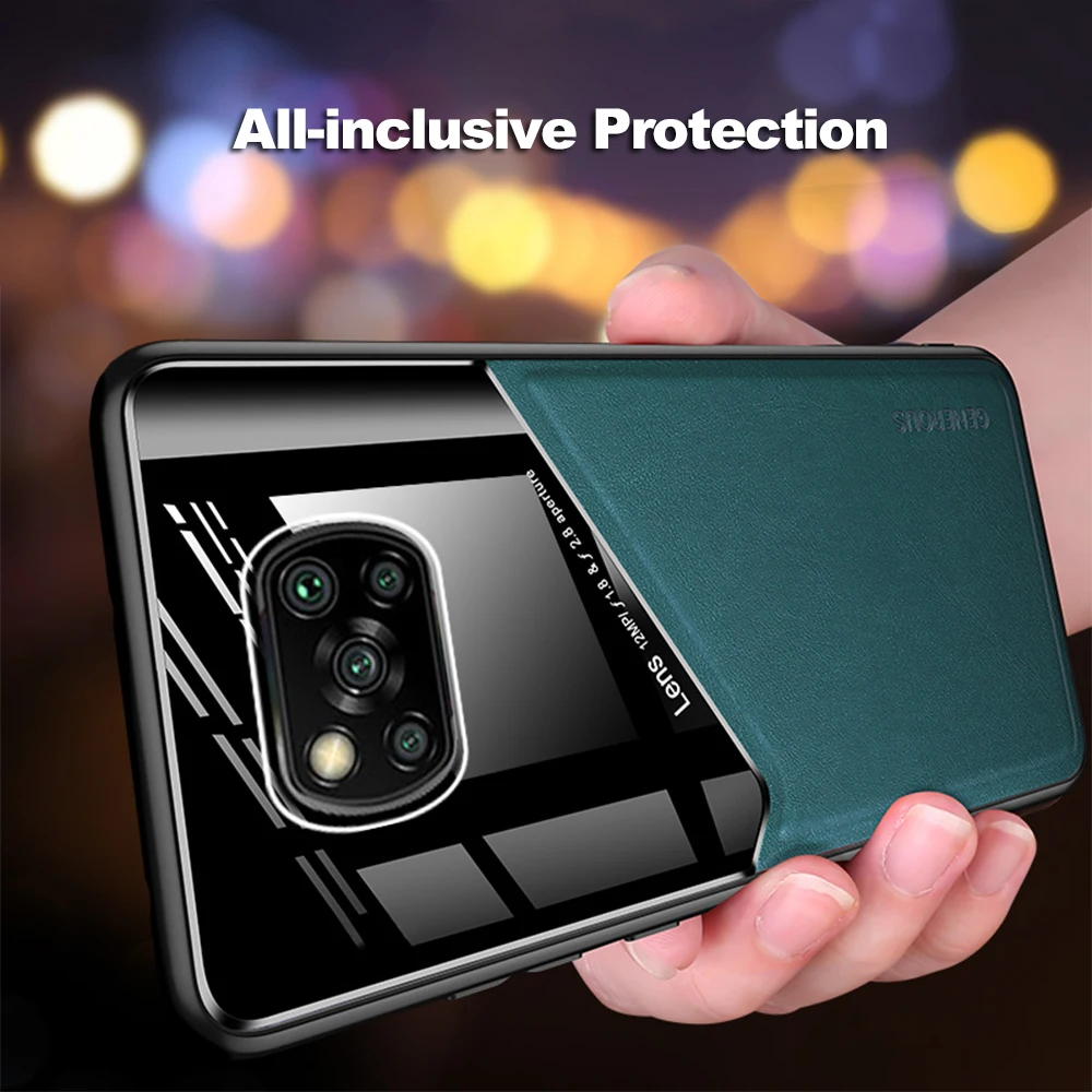 

For Xiaomi Poco X3 NFC Case Luxury Soft Leather Texture Magnetic Protective Back Cover For Redmi K30 Mi 10 Ultra Note 10 Lite