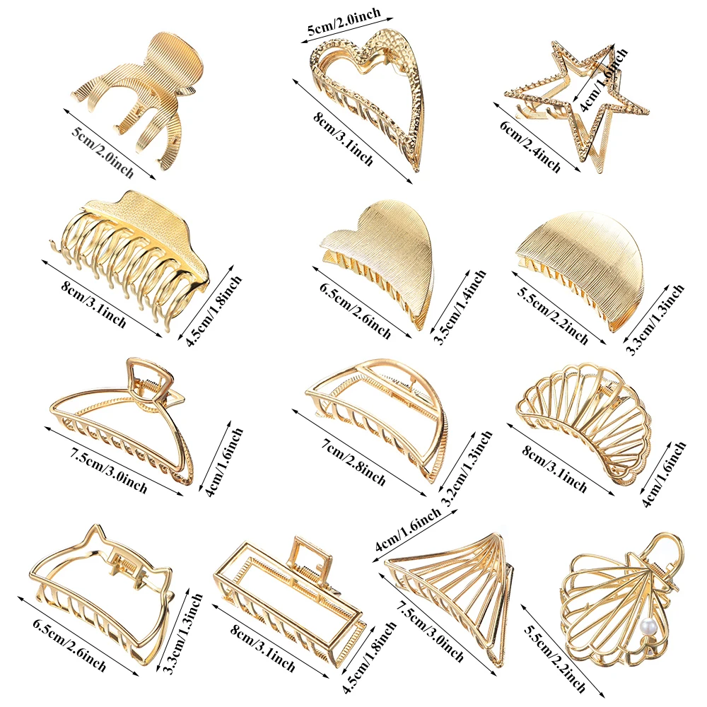 Новые модные женские золотые геометрические Простые полые заколки для волос из