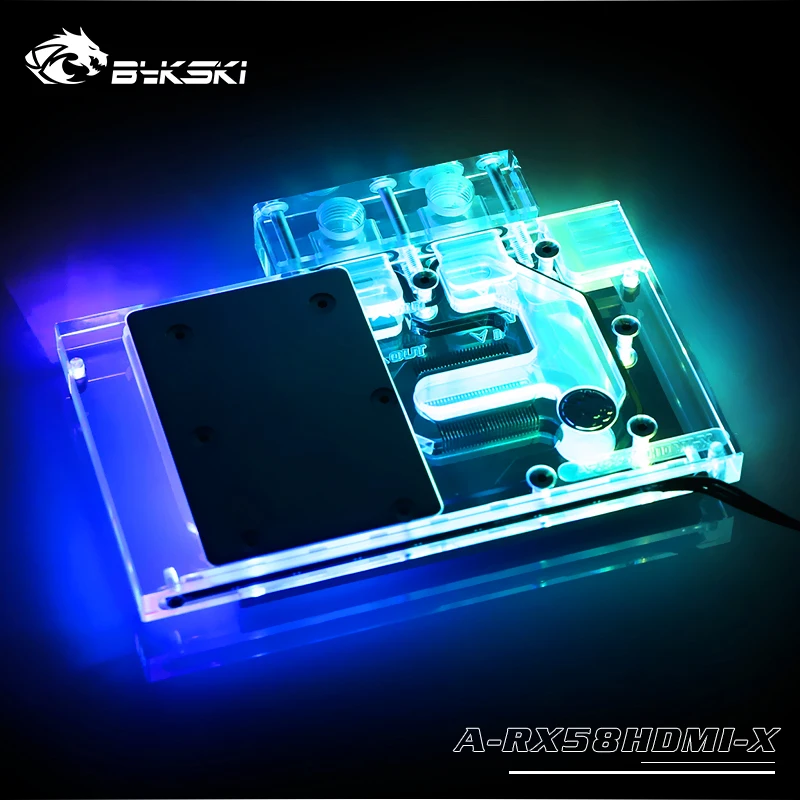 Bykski GPU водный блок для основателей, открытая версия RX580 HDMI Поддержка AURA материнская плата 5v 3pin, 12v 4pin световой порт A-RX58HDMI-X