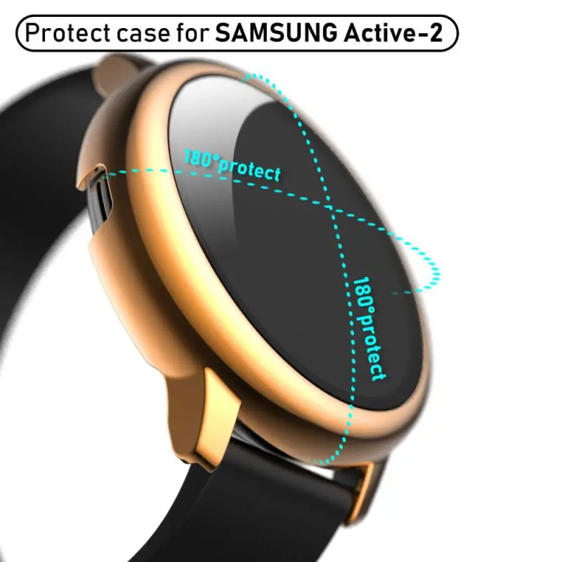 

New Case Suitable For Samsung Galaxy Watch Active 2 Plating All-inclusive PC Protective Shell Tempered Film 44mm Full Coverage