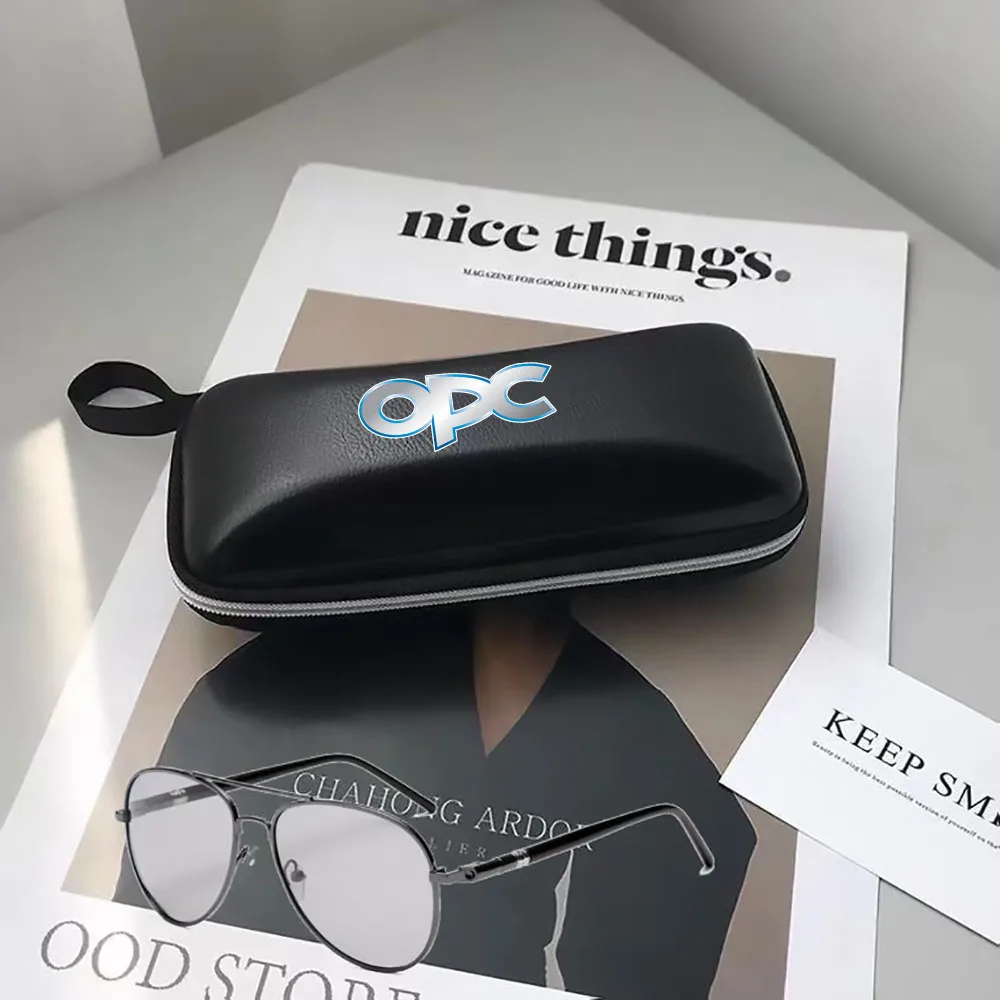 

For Opel OPC Line Astra h g j k f Mokka Regal Zafira a b Corsa c d Black leather printing logo glasses Case sunglasses Case Box